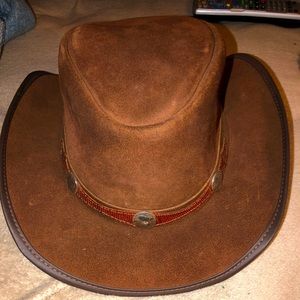 Plainsman Suede Leather Cowboy Hat with Nickels